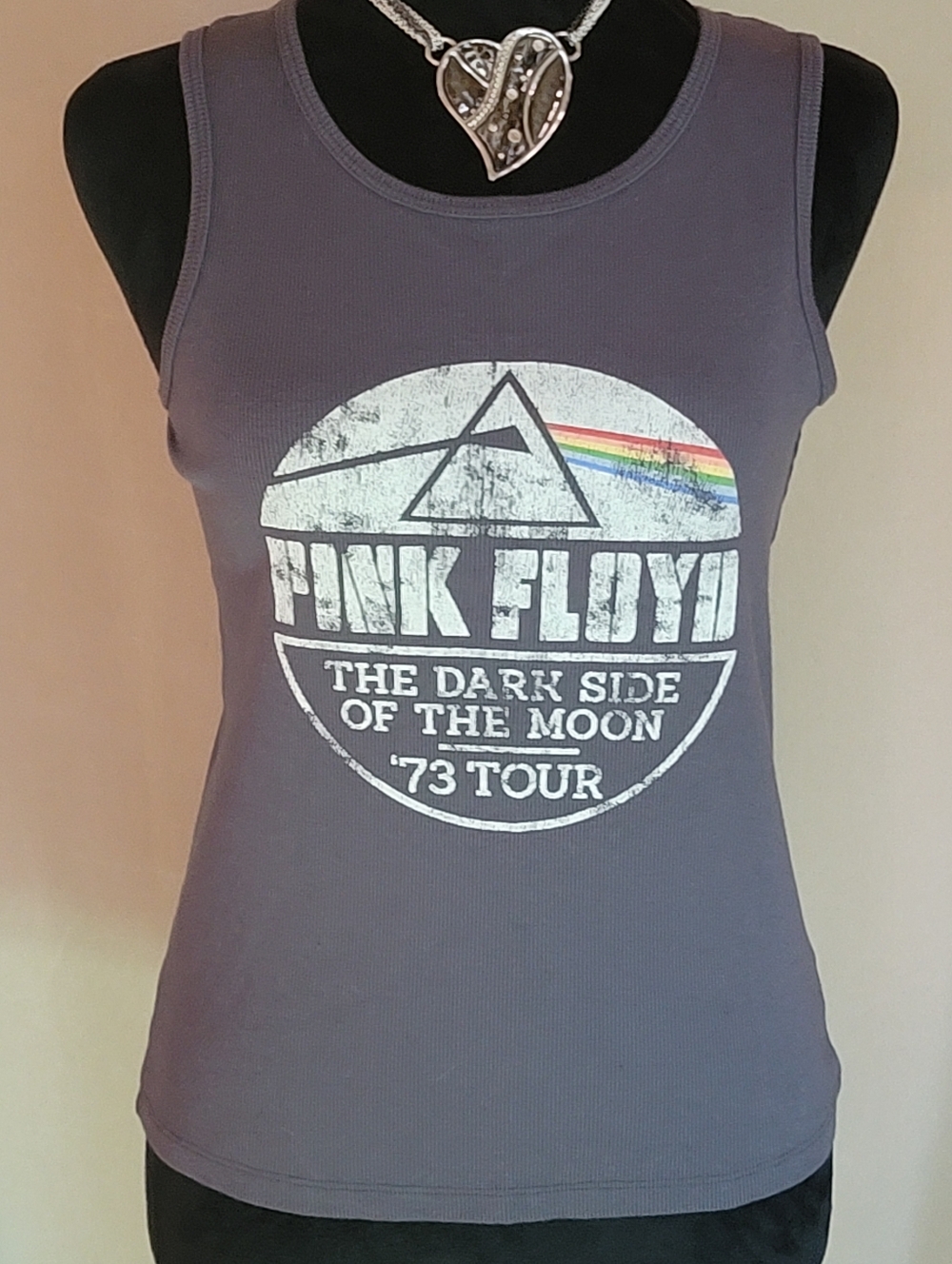 Pink Floyd Grayish Purple Tank Top with Rainbow Prism Graphic